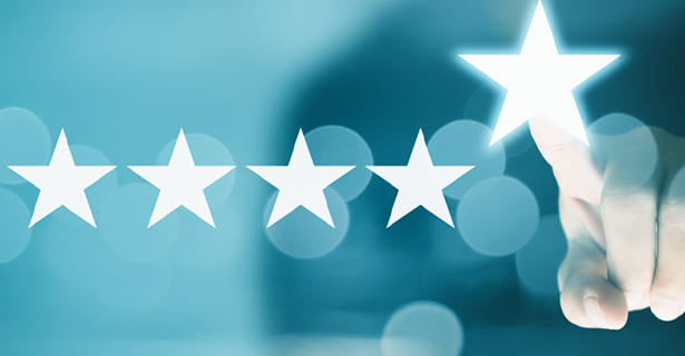 Finger touching star rating